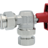 Zawór kulowy kątowy ze stali nierdzewnej GZ 3/4” x GW 1″ INOX HOME czerwony