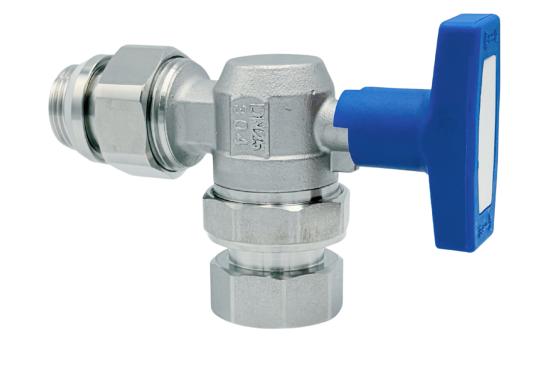 Zawór kulowy kątowy ze stali nierdzewnej GZ 3/4” x GW 3/4″ INOX HOME