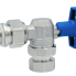 Zawór kulowy kątowy ze stali nierdzewnej GZ 3/4” x GW 1″ INOX HOME niebieski