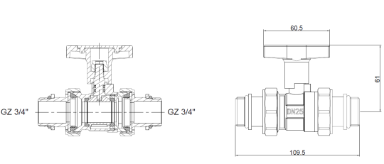 Zawór kulowy kątowy ze stali nierdzewnej GZ 3/4” x GW 3/4″ INOX HOME