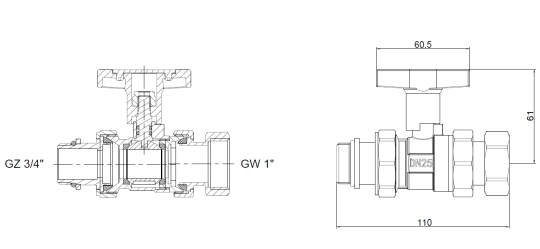 Zawór kulowy kątowy ze stali nierdzewnej GZ 3/4” x GW 3/4″ INOX HOME