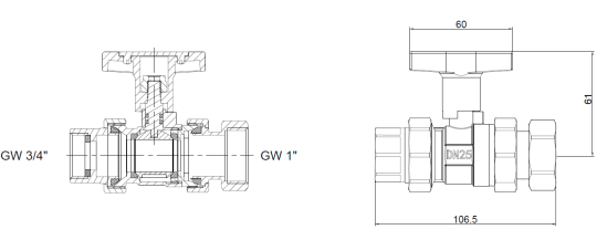 Zawór kulowy kątowy ze stali nierdzewnej GZ 3/4” x GW 3/4″ INOX HOME